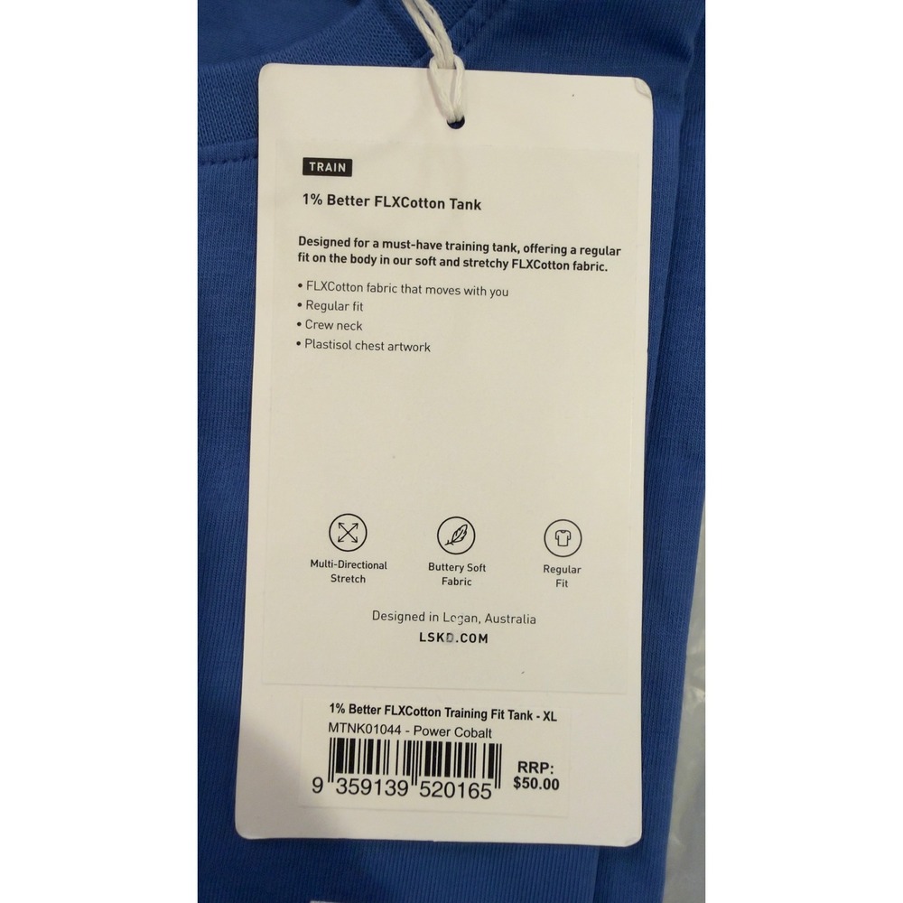 LSKD 1% Better FLXCotton Training Tank Power Cobalt Blue XL MTNK01044 NEW NWT - Picture 14 of 16